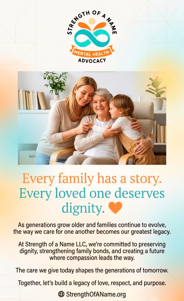 Serving the Community with Purpose, Compassion, and Connection
At Strength of a Name LLC, our commitment extends far beyond words. Every week, we are actively present in the community, working side by side with healthcare professionals, caregivers, families, and the individuals they serve. We believe that quality care is built on relationships, trust, and meaningful human connection.
Our mission is to help bridge the gap between caregivers and the loved ones entrusted to their care. Too often, families face uncertainty, healthcare systems become overwhelming, and communication breaks down at the moments when support is needed most. Strength of a Name LLC exists to help close that gap by creating pathways for understanding, advocacy, and compassionate collaboration.
Whether supporting behavioral health initiatives, community wellness efforts, senior care services, hospice and dementia support, or family-centered resources, we remain dedicated to strengthening the bond between professionals and the people they serve. We work hand in hand with those on the front lines of care because we understand that behind every case file is a person, behind every diagnosis is a family, and behind every challenge is an opportunity to restore dignity and hope.
This is more than community outreach. It is community partnership. It is standing beside families during difficult seasons. It is empowering caregivers with support and resources. And it is ensuring that every individual is seen, valued, and treated with the respect they deserve.
At Strength of a Name LLC, we are not simply providing services—we are helping build stronger families, healthier communities, and a future where compassionate care remains at the center of everything we do.